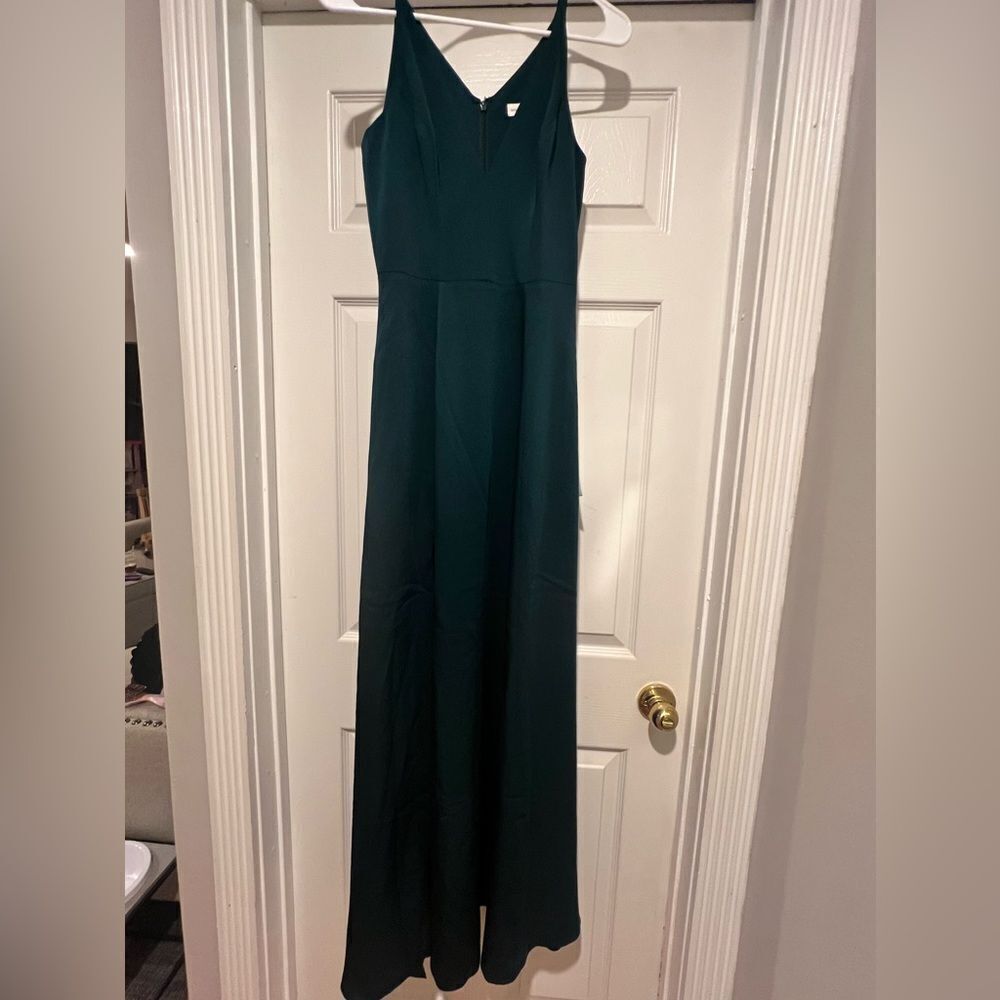 NWT Dress the Population Parker Gown in pine womens size xxs with side slit - Picture 11 of 12